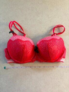Victoria's Secret Very Sexy Balconet Plunge Bra Size 36D Hot Pink Padded Push Up